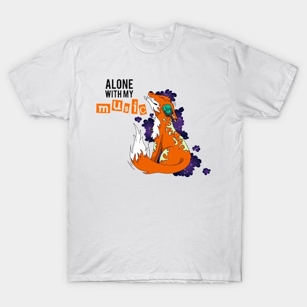 Alone With My Music - Wild Fox T-Shirt by LisaLiza